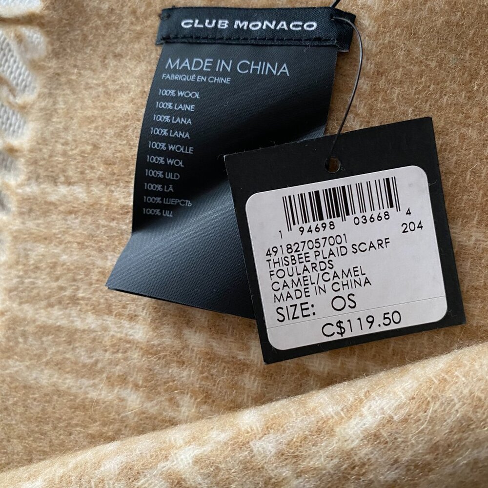 Club Monaco Thisbee Plaid Wool Scarf - Picture 4 of 5